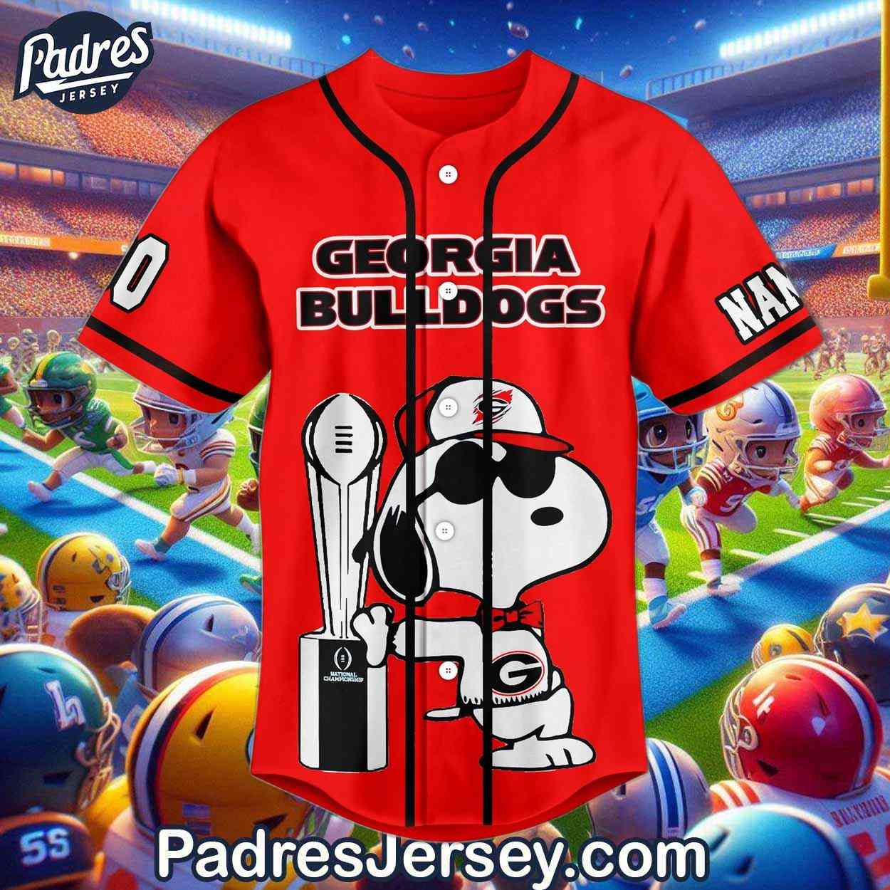 Georgia Bulldogs Snoopy Football Baseball Jersey - Padres Jersey Oasis: Elevate Your Baseball Style Game