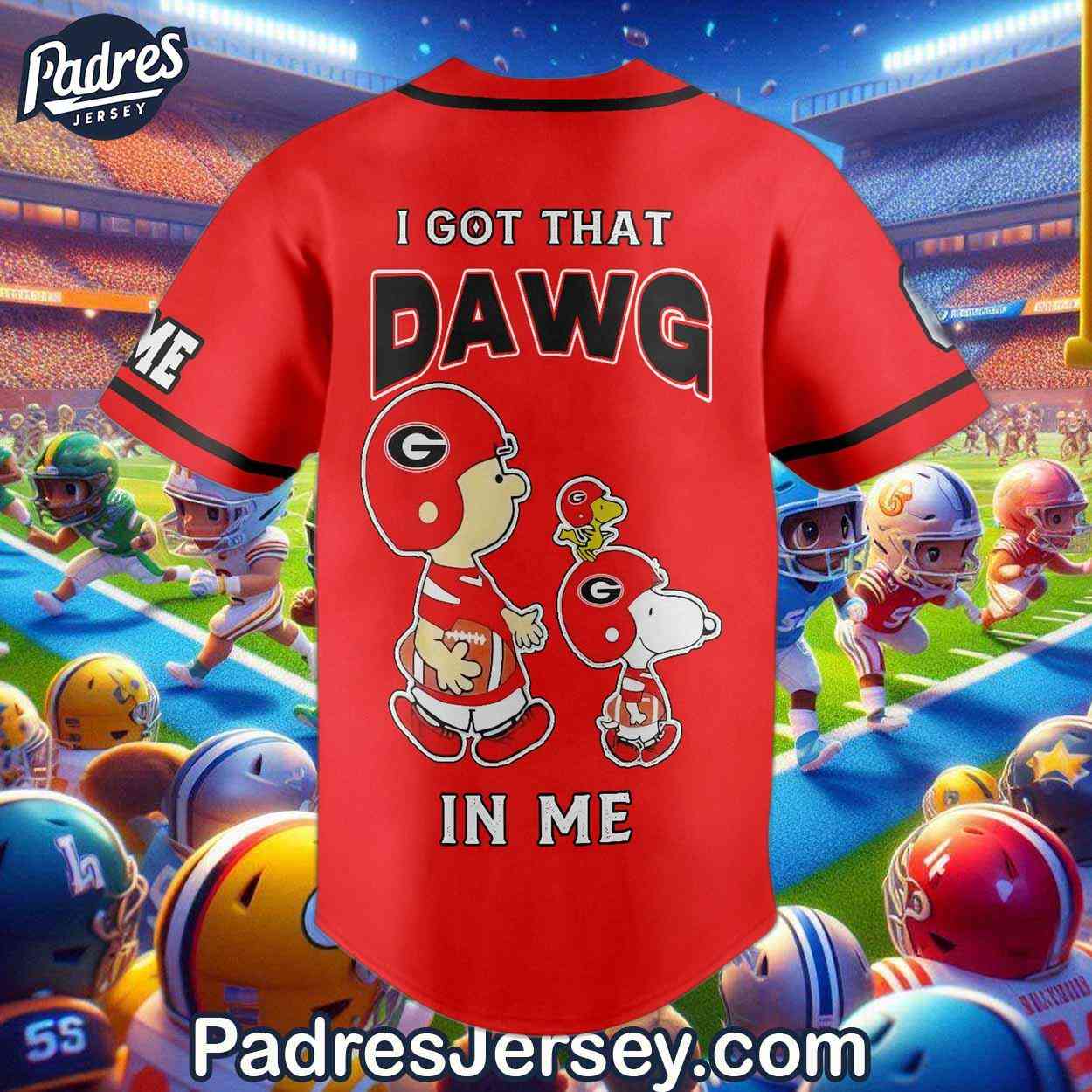 Georgia Bulldogs Snoopy Football Baseball Jersey - Padres Jersey Oasis: Elevate Your Baseball Style Game