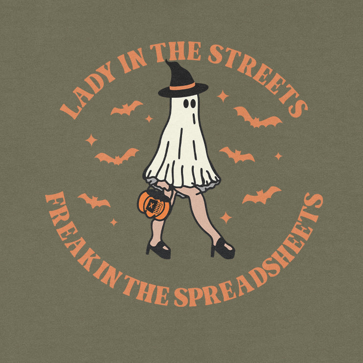 Lady In The Streets Freak In The Spreadsheets Halloween Sweatshirt