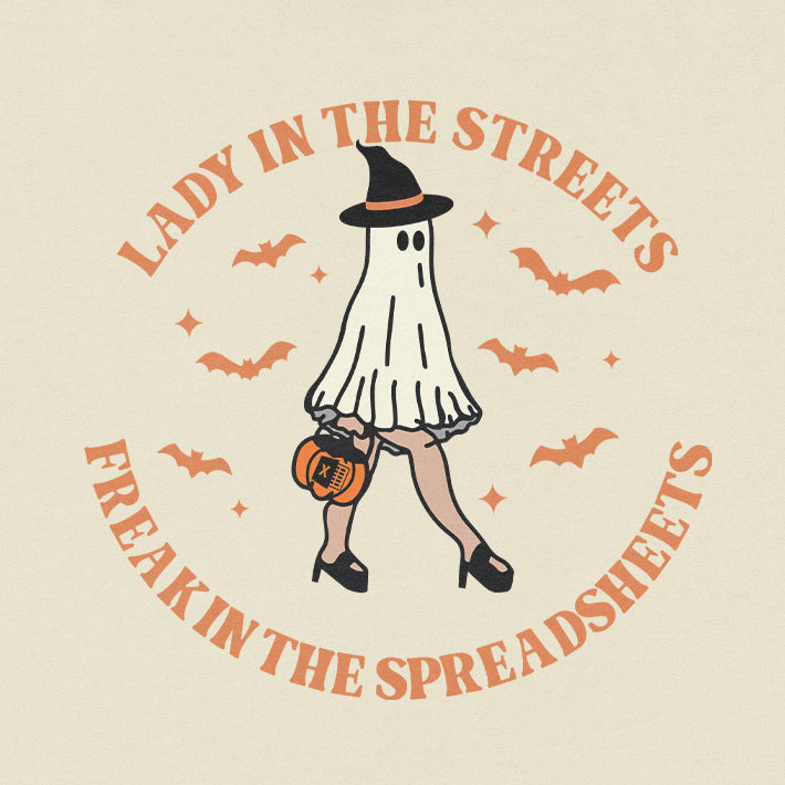Lady In The Streets Freak In The Spreadsheets Halloween Sweatshirt