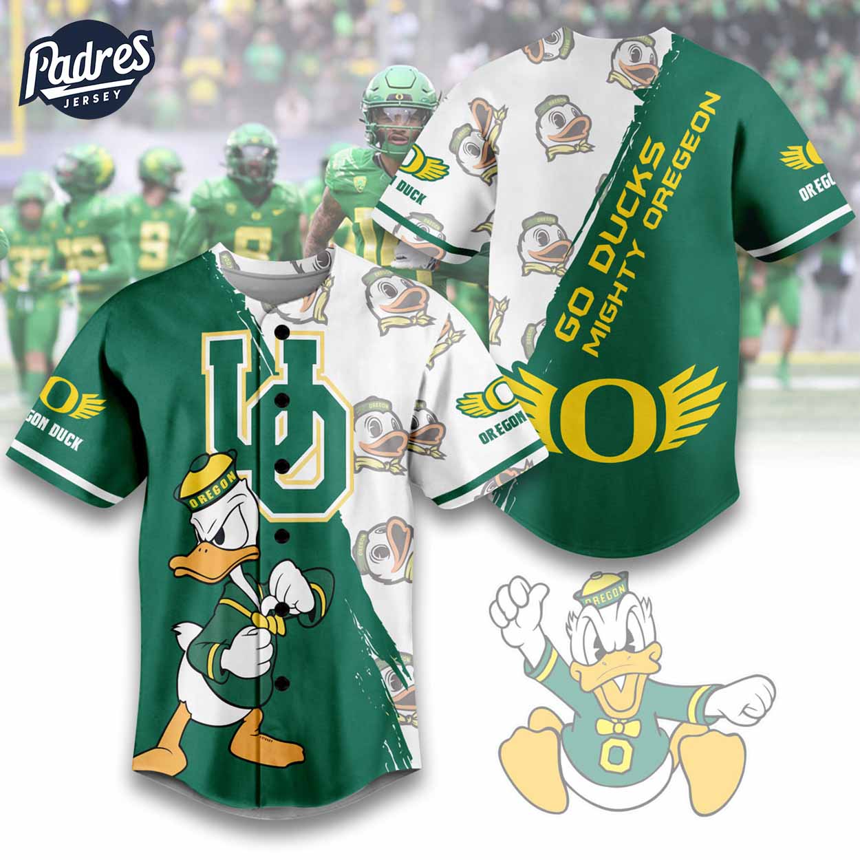 Go Ducks Mighty Oregon Football Baseball Jersey - Padres Jersey Oasis: Elevate Your Baseball Style Game