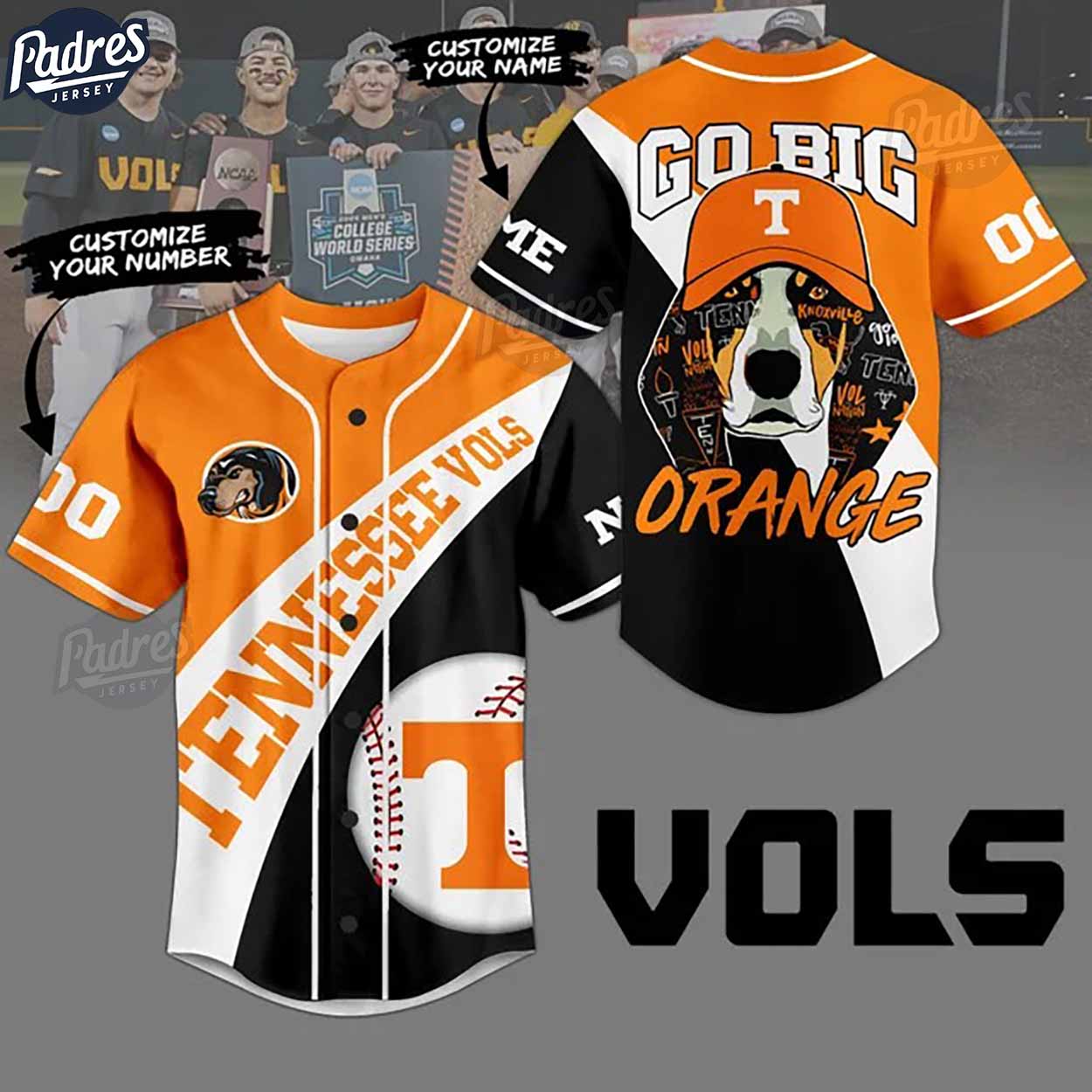 Go T Big Orange Custom Baseball Jersey Tennessee Volunteers Team Design - Padres Jersey Oasis: Elevate Your Baseball Style Game