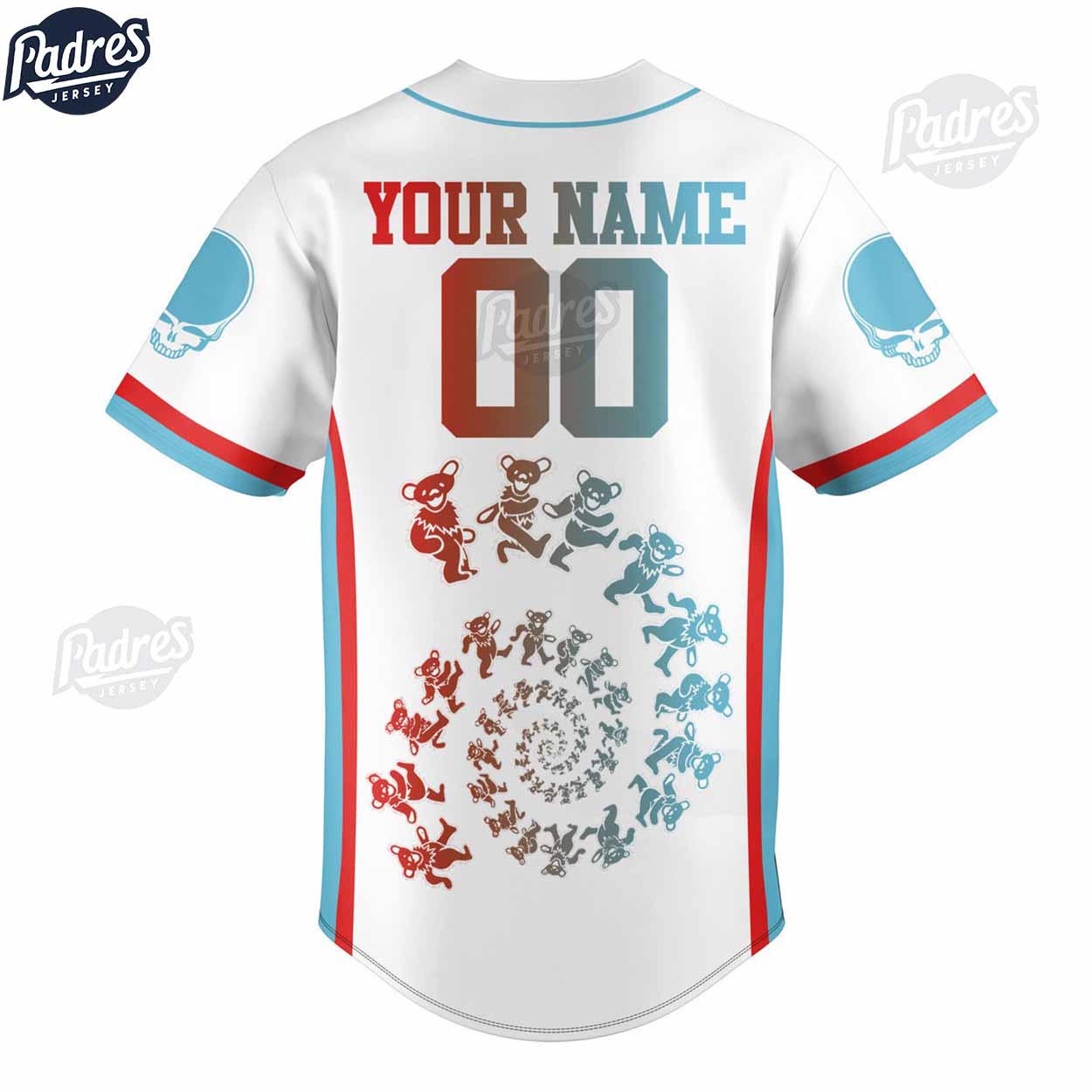 Grateful Dead Custom White Baseball Jersey Style - Padres Jersey Oasis: Elevate Your Baseball Style Game