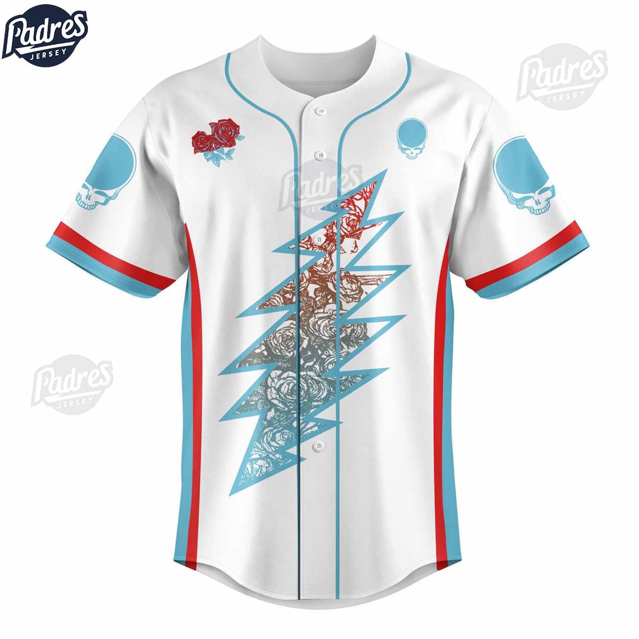 Grateful Dead Custom White Baseball Jersey Style - Padres Jersey Oasis: Elevate Your Baseball Style Game