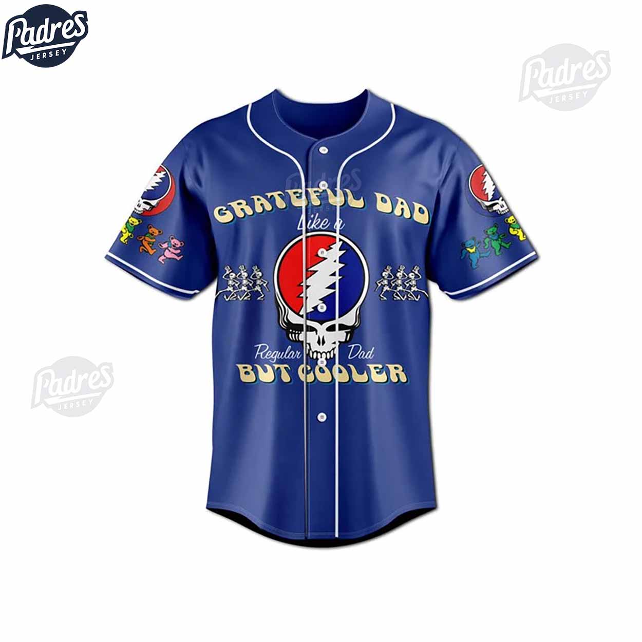 Grateful Dead Grateful Dad Like A Regular Dad But Cooler Custom Baseball Jersey - Padres Jersey Oasis: Elevate Your Baseball Style Game