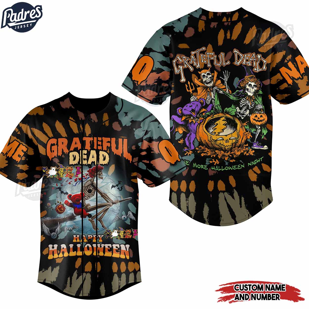 Grateful Dead Happy Halloween Custom Baseball Jersey - Padres Jersey Oasis: Elevate Your Baseball Style Game