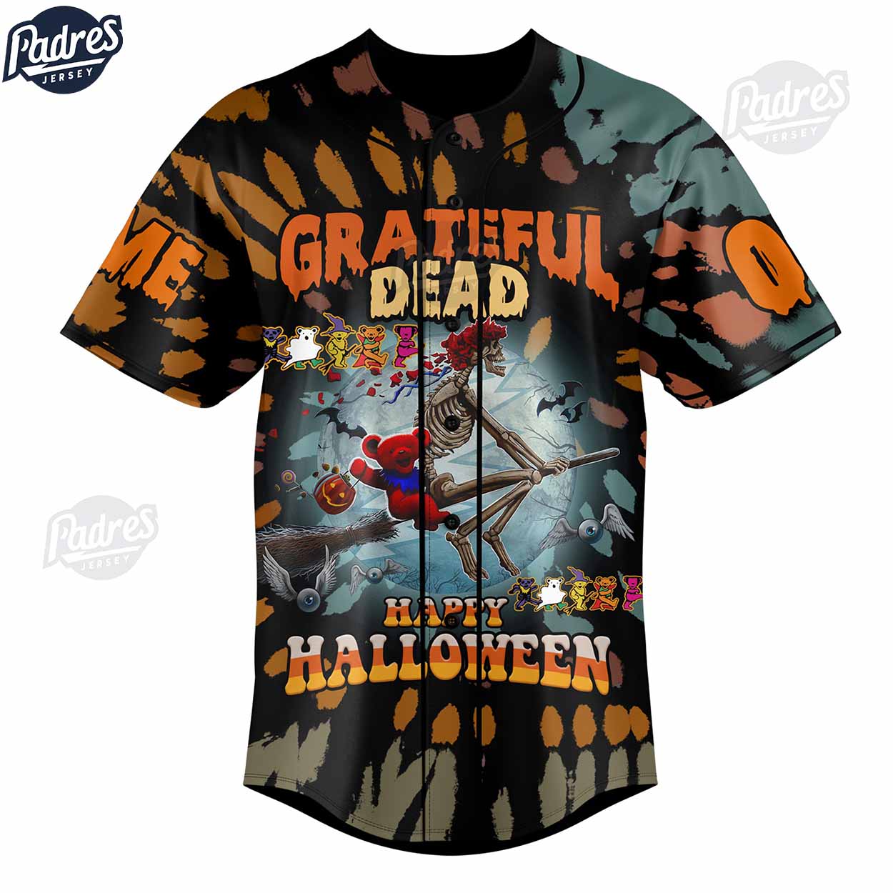 Grateful Dead Happy Halloween Custom Baseball Jersey - Padres Jersey Oasis: Elevate Your Baseball Style Game