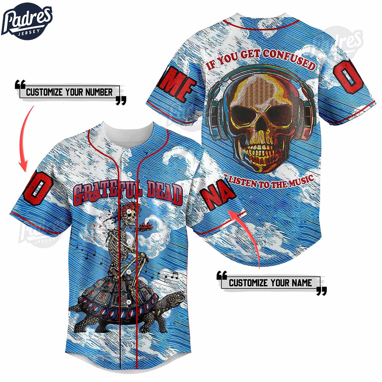 Grateful Dead If You Get Confused Just Listen To The Music Custom Baseball Jersey - Padres Jersey Oasis: Elevate Your Baseball Style Game