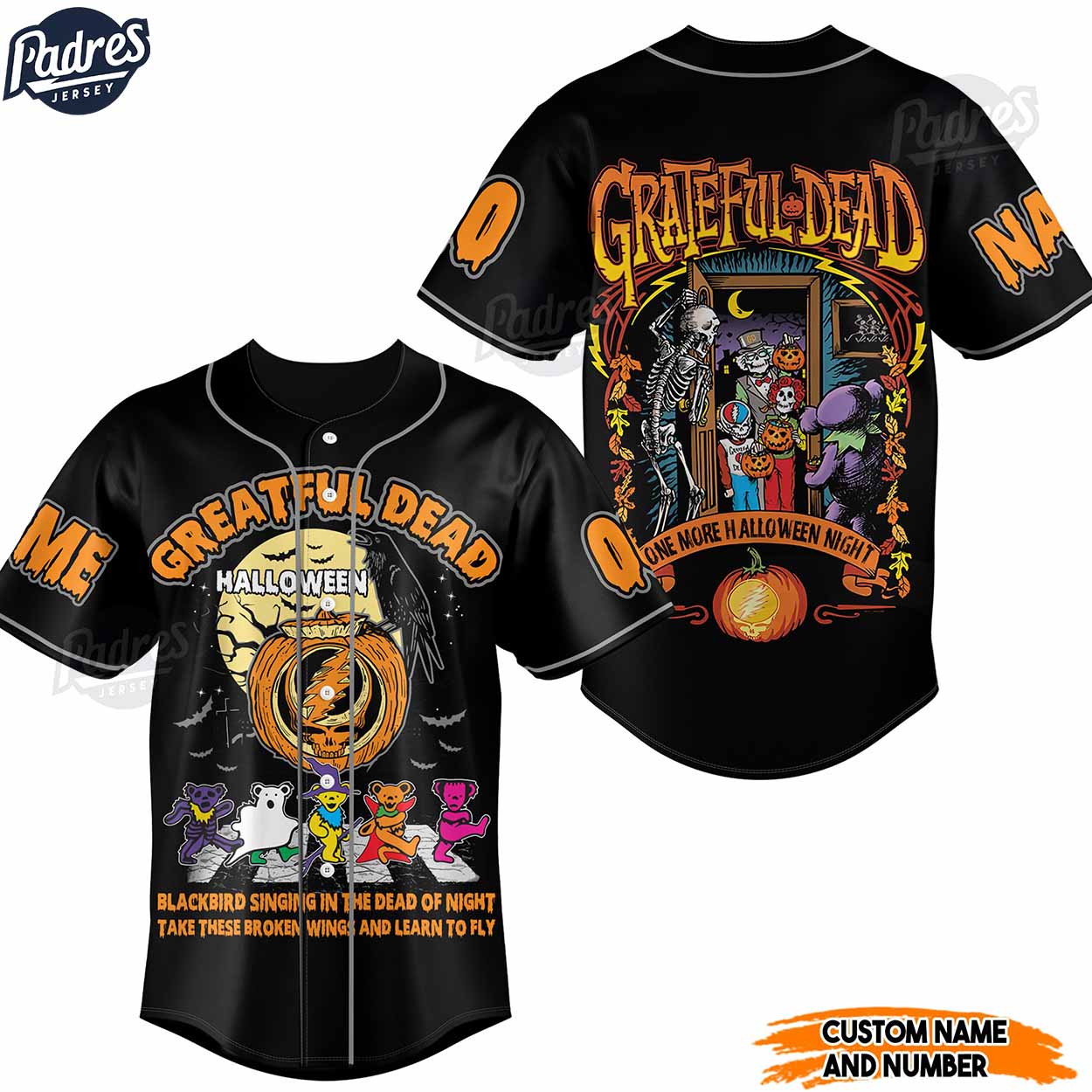 Grateful Dead One More Halloween Night Custom Baseball Jersey - Padres Jersey Oasis: Elevate Your Baseball Style Game