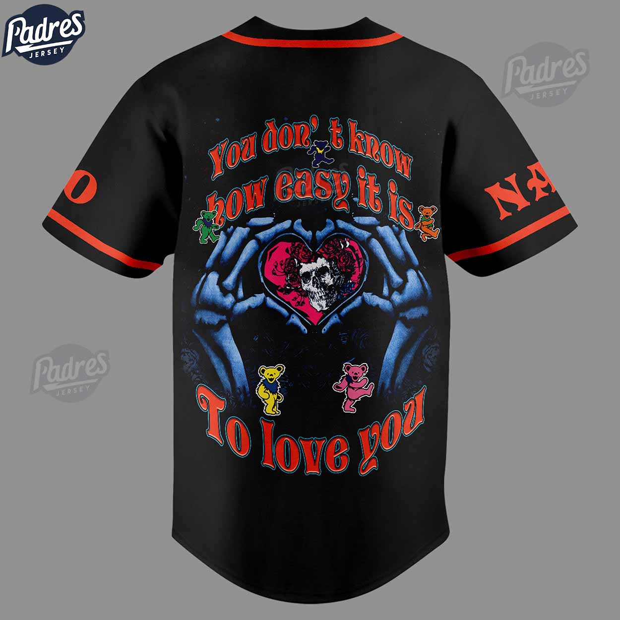 Grateful Dead Rose Custom Black Baseball Jersey - Padres Jersey Oasis: Elevate Your Baseball Style Game