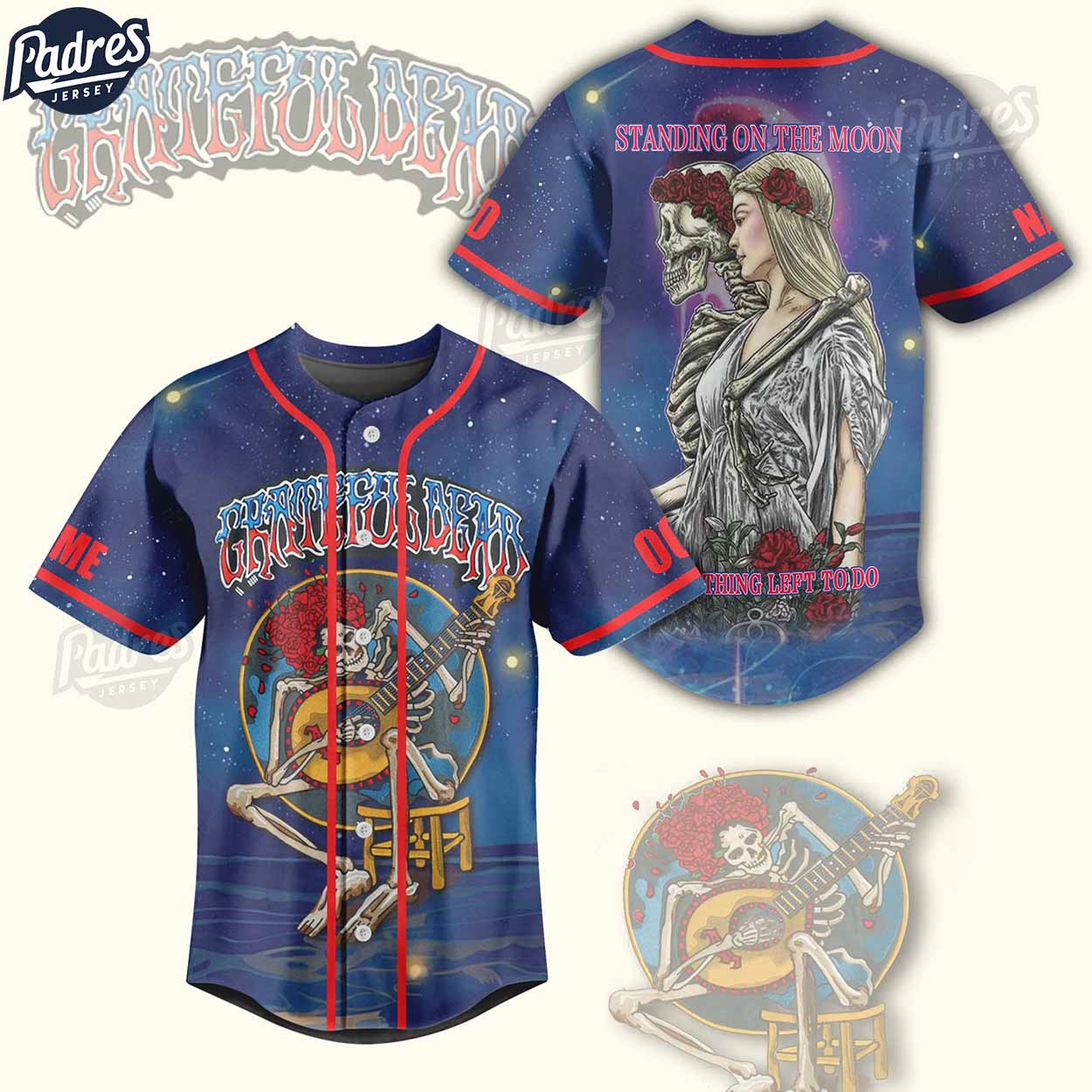 Grateful Dead Standing On The Moon With Nothing To Do Custom Baseball Jersey - Padres Jersey Oasis: Elevate Your Baseball Style Game