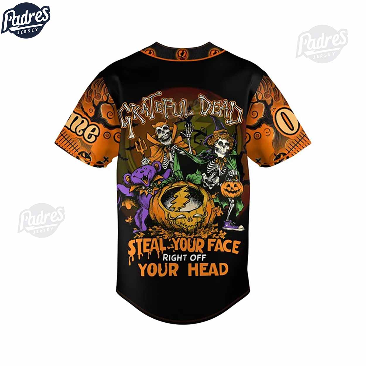Grateful Dead Steal Your Face Right Off Your Head Custom Halloween Baseball Jersey - Padres Jersey Oasis: Elevate Your Baseball Style Game