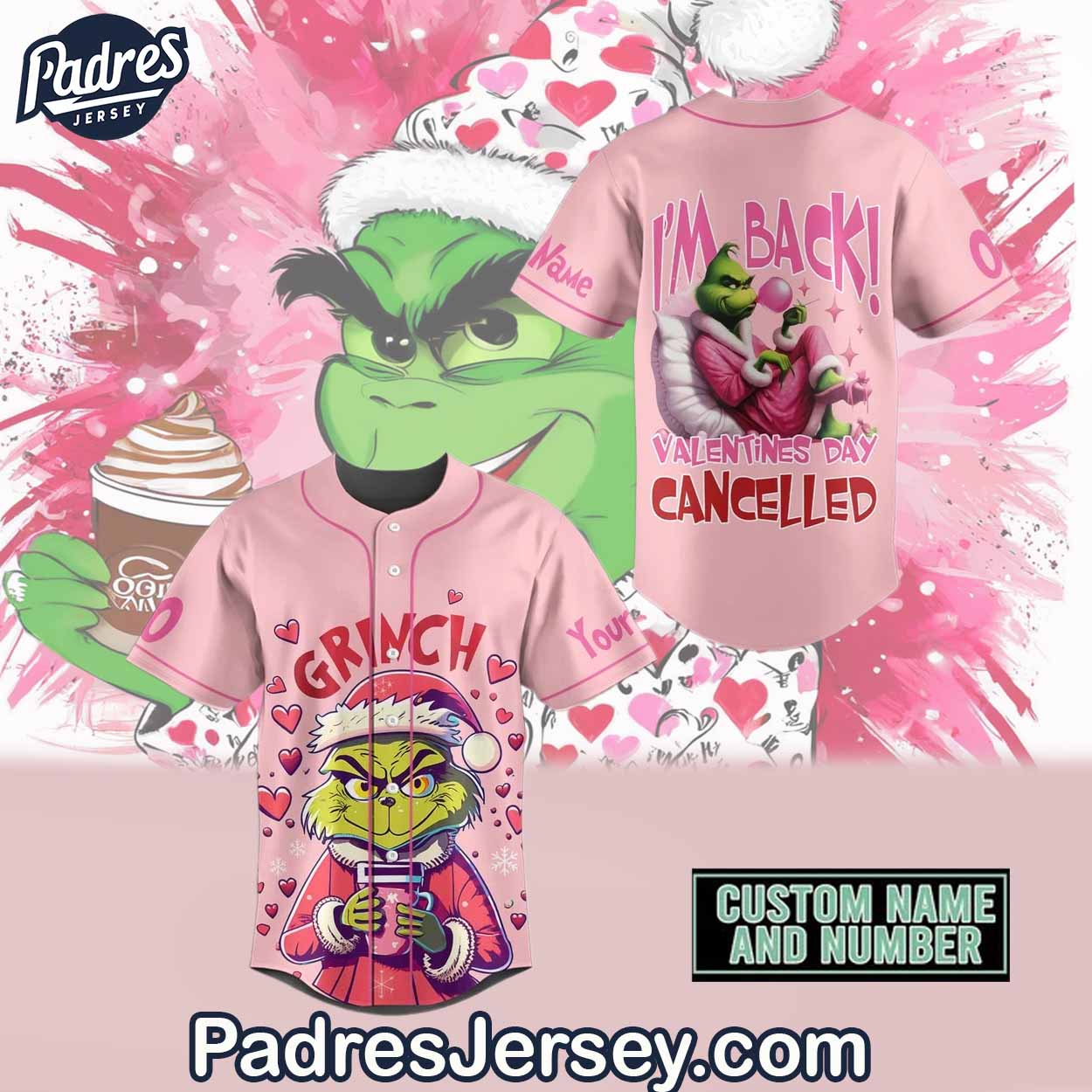 Grinch Valentine Baseball Jersey Outfit - Padres Jersey Oasis: Elevate Your Baseball Style Game