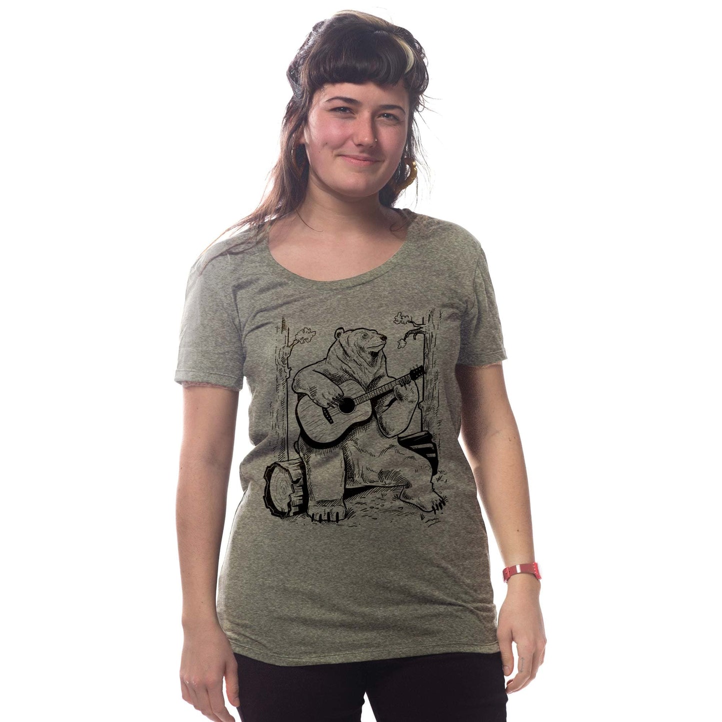 Women's Acoustic Guitar Bear T-Shirt