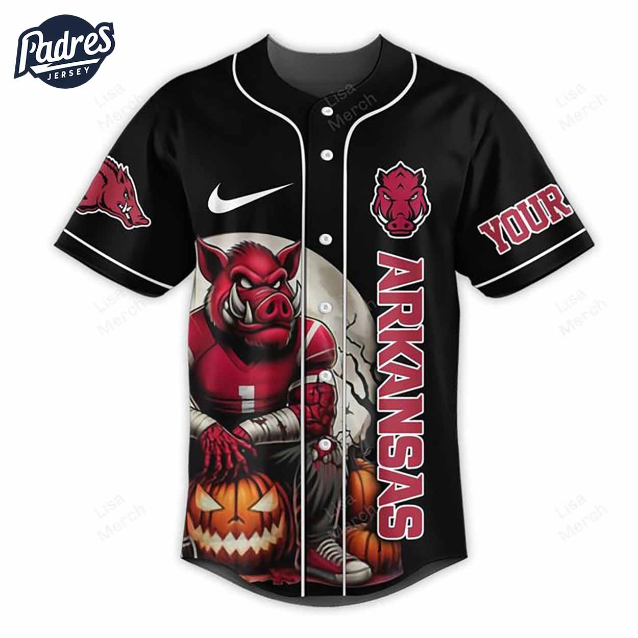 Halloween Arkansas Razorbacks Fear The Woo Pig Sooie Football Custom Baseball Jersey - Padres Jersey Oasis: Elevate Your Baseball Style Game