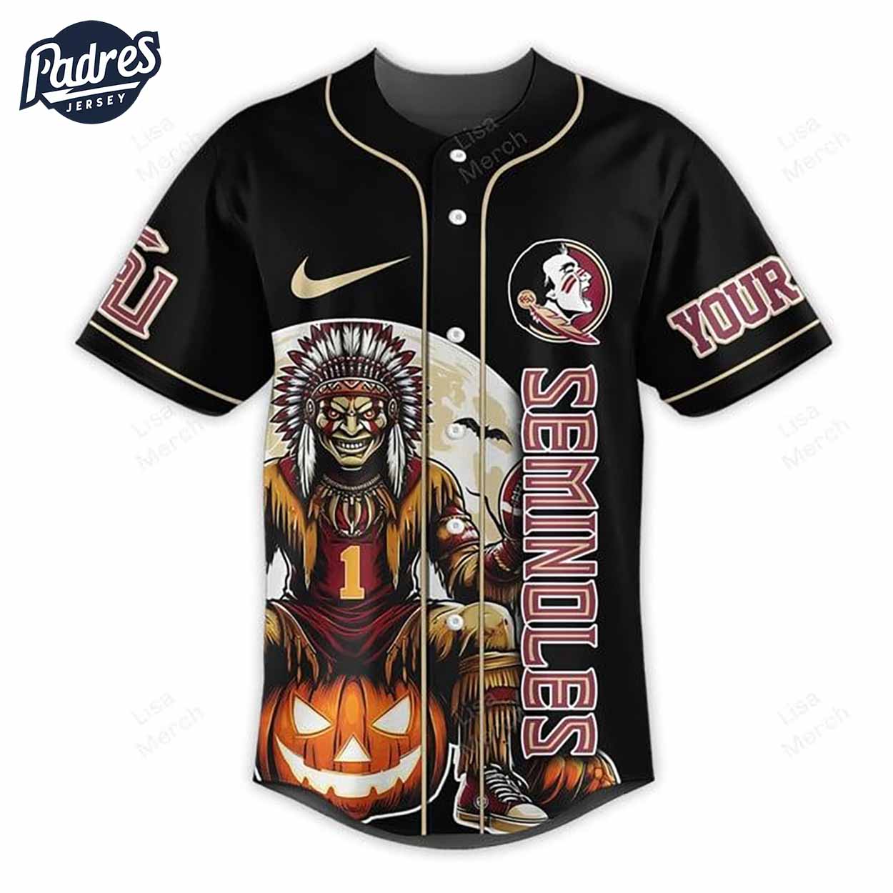 Halloween Florida State Seminoles Fear The Spear Football Custom Baseball Jersey - Padres Jersey Oasis: Elevate Your Baseball Style Game