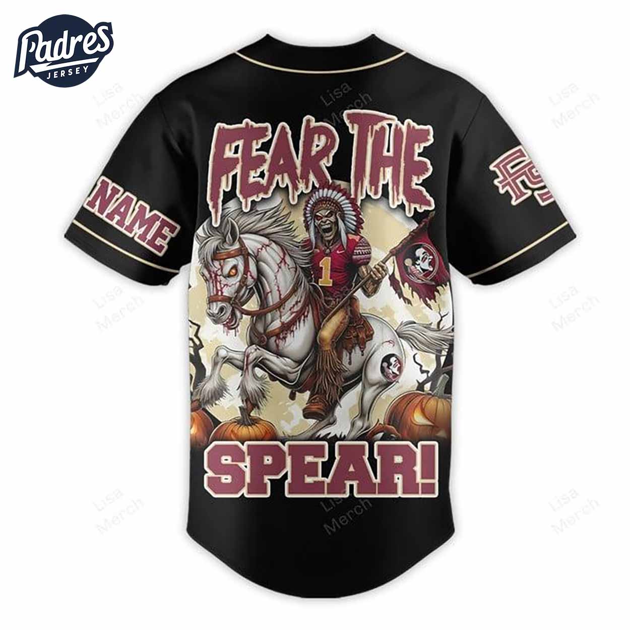 Halloween Florida State Seminoles Fear The Spear Football Custom Baseball Jersey - Padres Jersey Oasis: Elevate Your Baseball Style Game