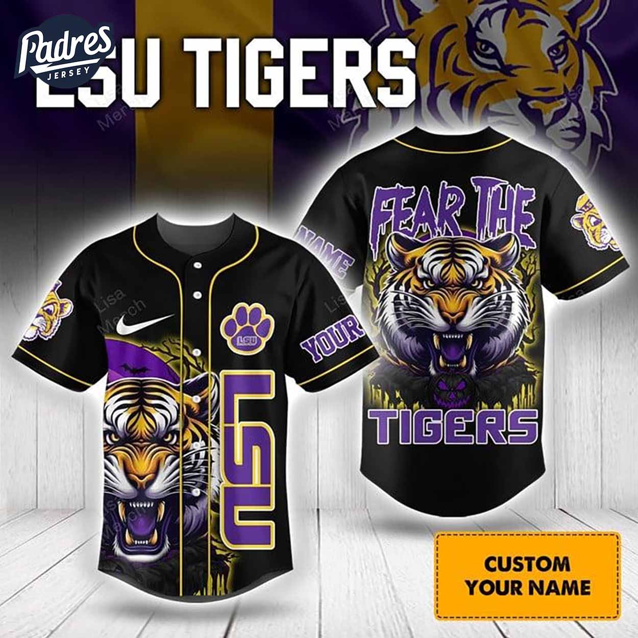 Halloween Lsu Tigers Fear The Tigers Football Custom Baseball Jersey - Padres Jersey Oasis: Elevate Your Baseball Style Game