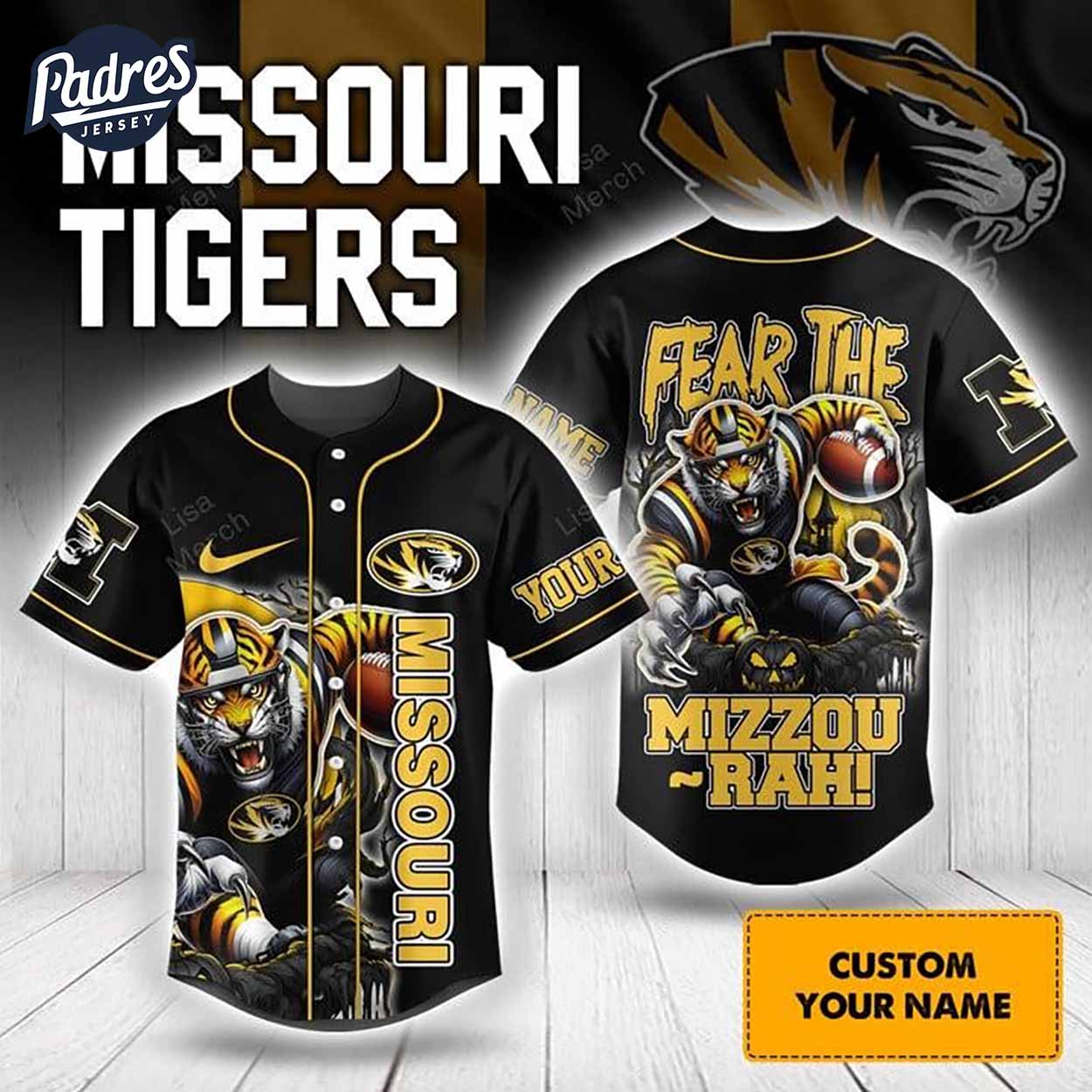 Halloween Missouri Tigers Fear The Mizzou Rah Football Custom Baseball Jersey - Padres Jersey Oasis: Elevate Your Baseball Style Game