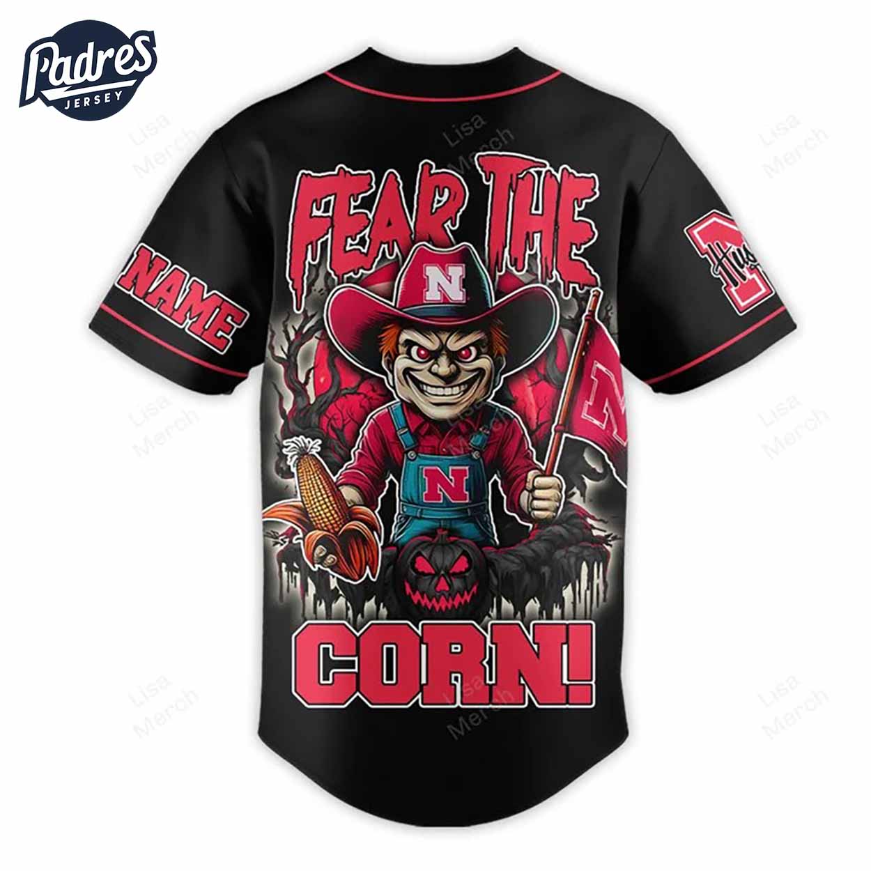 Halloween Nebraska Cornhuskers Fear The Corn Football Custom Baseball Jersey - Padres Jersey Oasis: Elevate Your Baseball Style Game