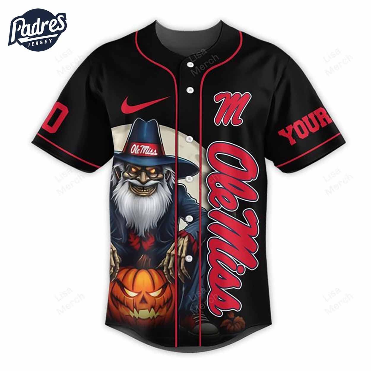 Halloween Ole Miss Rebels Fear The Rebels Football Custom Baseball Jersey - Padres Jersey Oasis: Elevate Your Baseball Style Game