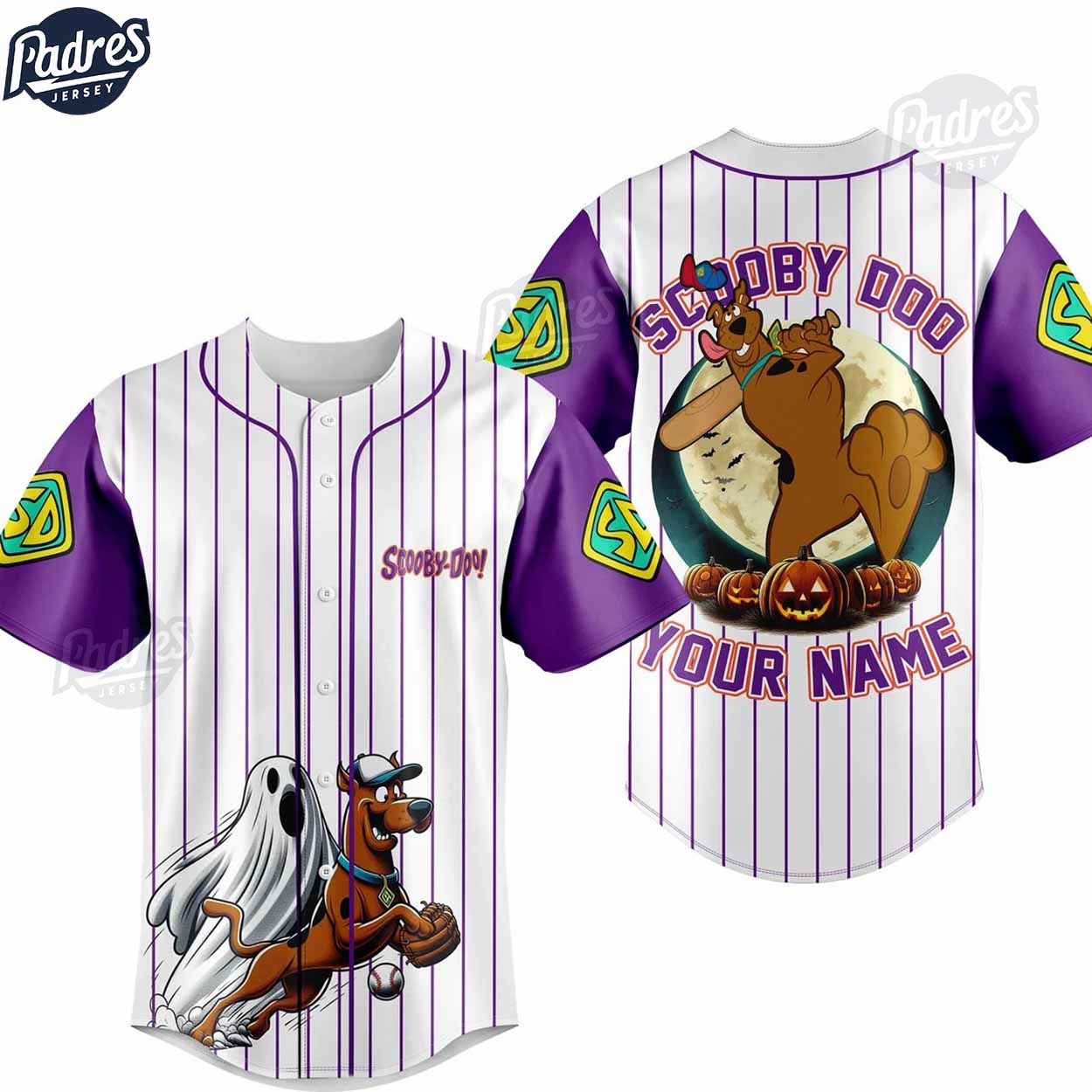 Halloween Scooby-Doo Personalized Baseball Jersey - Padres Jersey Oasis: Elevate Your Baseball Style Game