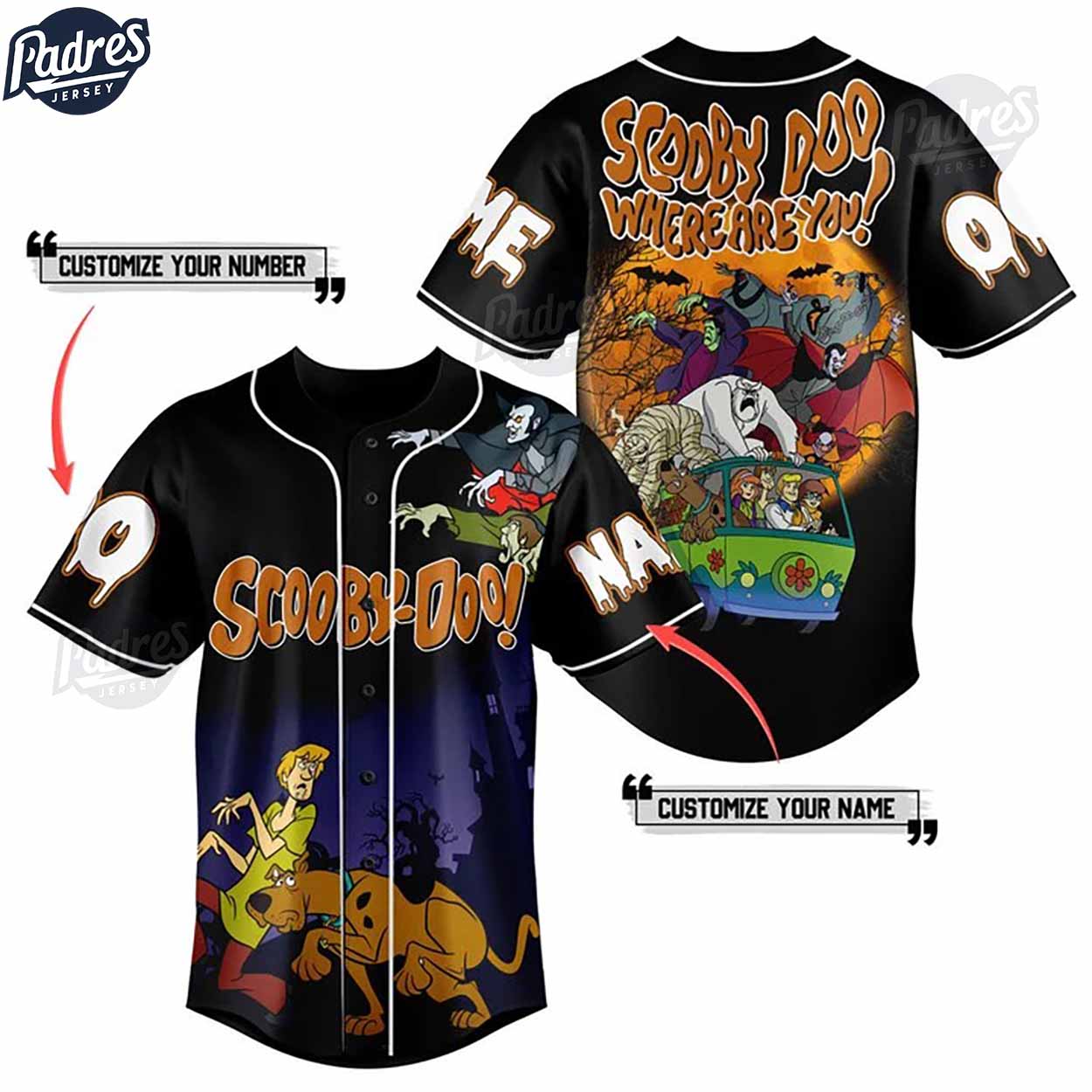 Halloween Scooby Doo Where Are You Custom Baseball Jersey - Padres Jersey Oasis: Elevate Your Baseball Style Game