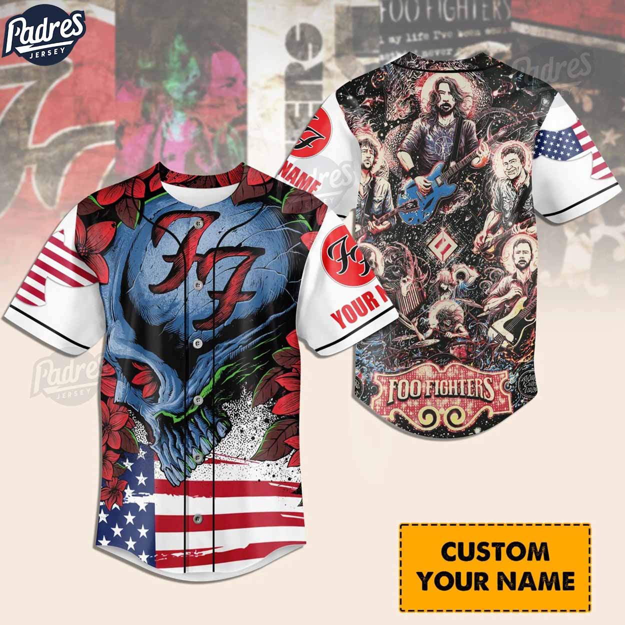 Happy 4th Of July Foo Fighter USA Custom Baseball Jersey - Padres Jersey Oasis: Elevate Your Baseball Style Game