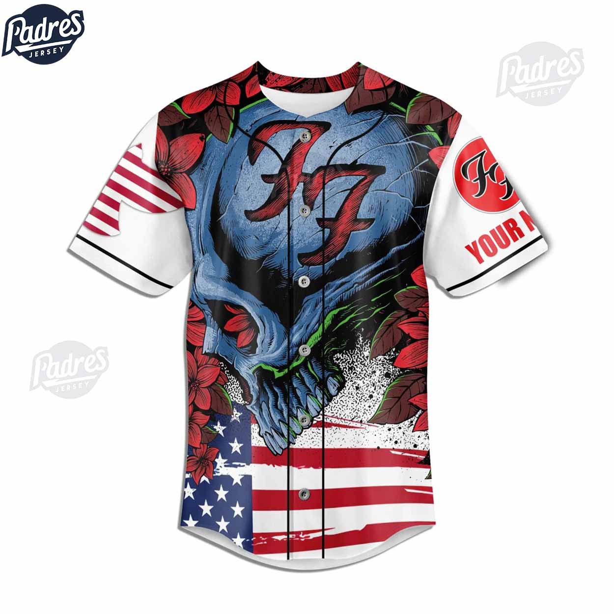 Happy 4th Of July Foo Fighter USA Custom Baseball Jersey - Padres Jersey Oasis: Elevate Your Baseball Style Game