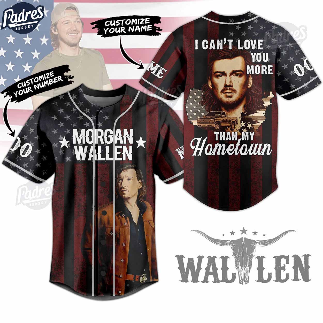 Happy 4th Of July Morgan Wallen USA Custom Baseball Jersey - Padres Jersey Oasis: Elevate Your Baseball Style Game