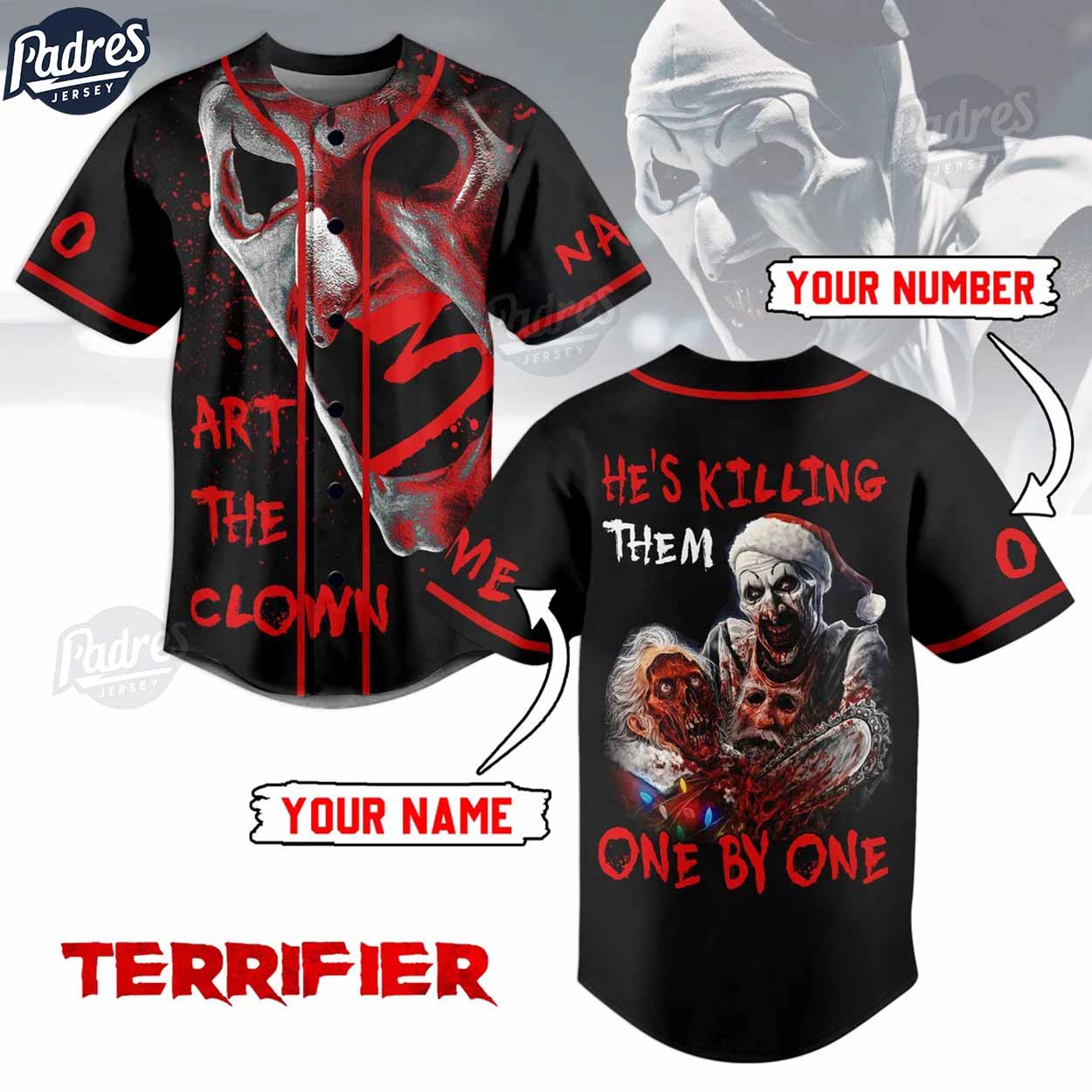 He Is Killing Them One By One By One Art The Clown Baseball Jersey - Padres Jersey Oasis: Elevate Your Baseball Style Game