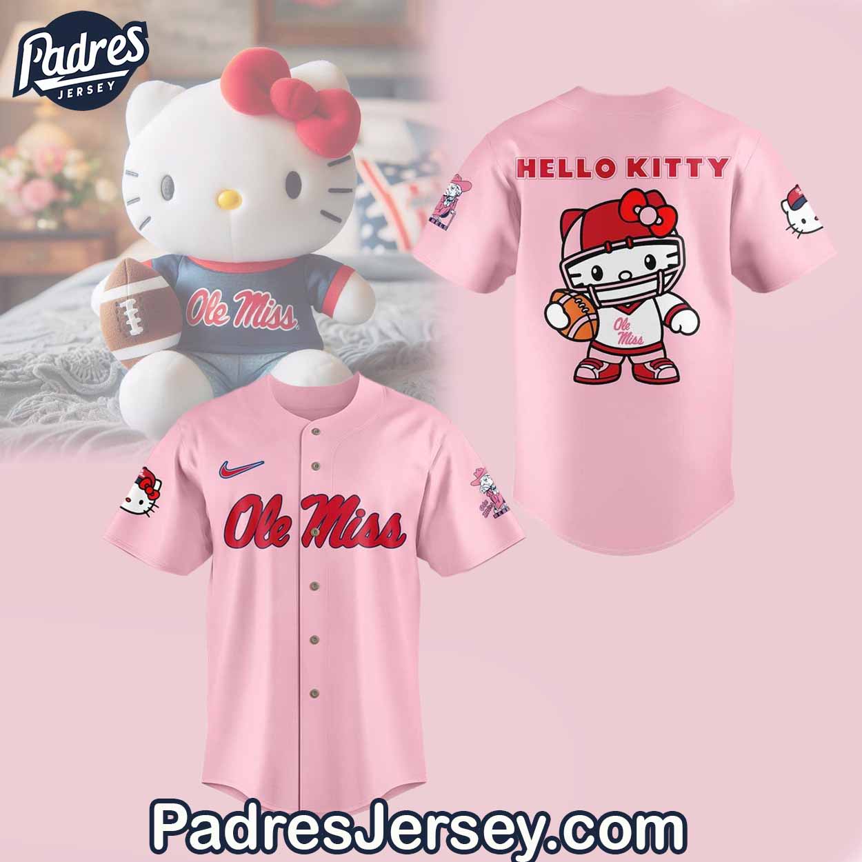 Hello Kiity Ole Miss Rebels Football Baseball Jersey Outfit - Padres Jersey Oasis: Elevate Your Baseball Style Game