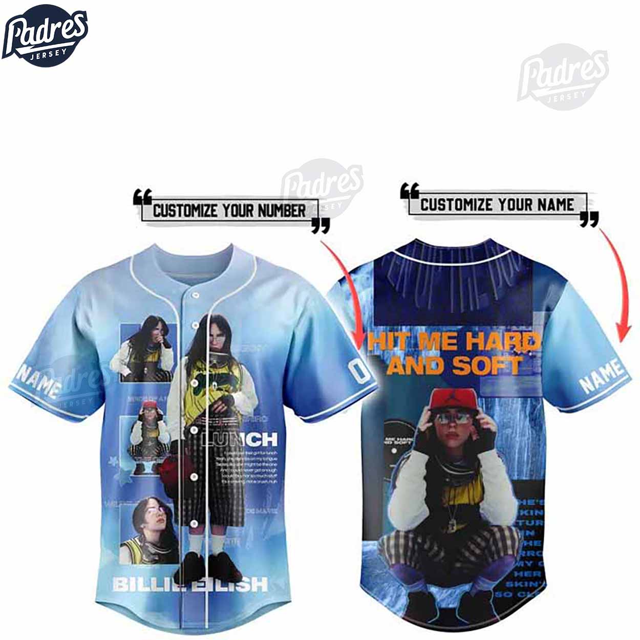 HiT Me Hard And Soft Billie Eilish Custom Baseball Jersey For Sale - Padres Jersey Oasis: Elevate Your Baseball Style Game