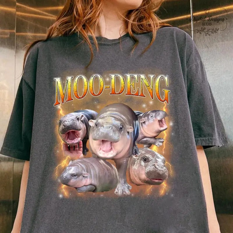Hippo Moo Deng Shirt, Moo Deng Bouncy Pig T-Shirt, Cute Thai Hippo Shirt, Love Moo Deng Shirt