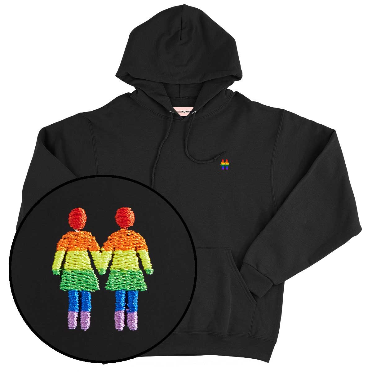 Holding Hands Embroidered Hoodie