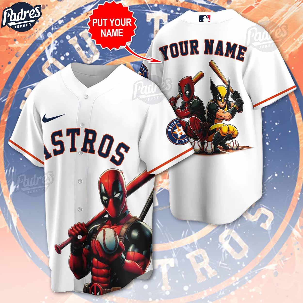 Houston Astros Deadpool Wolverine Baseball Jersey - Padres Jersey Oasis: Elevate Your Baseball Style Game