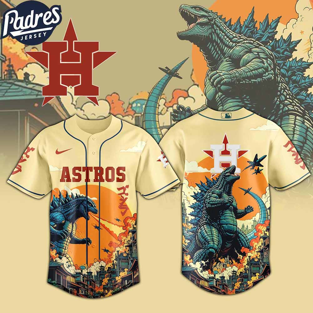 Houston Astros MLB X Godzilla Custom New Baseball Jersey - Padres Jersey Oasis: Elevate Your Baseball Style Game