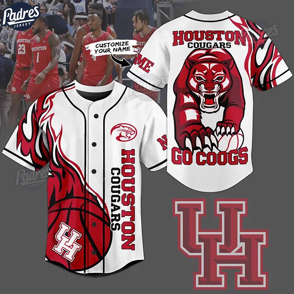 Houston Cougars Basketball Go Coogs Custom Baseball Jersey - Padres Jersey Oasis: Elevate Your Baseball Style Game