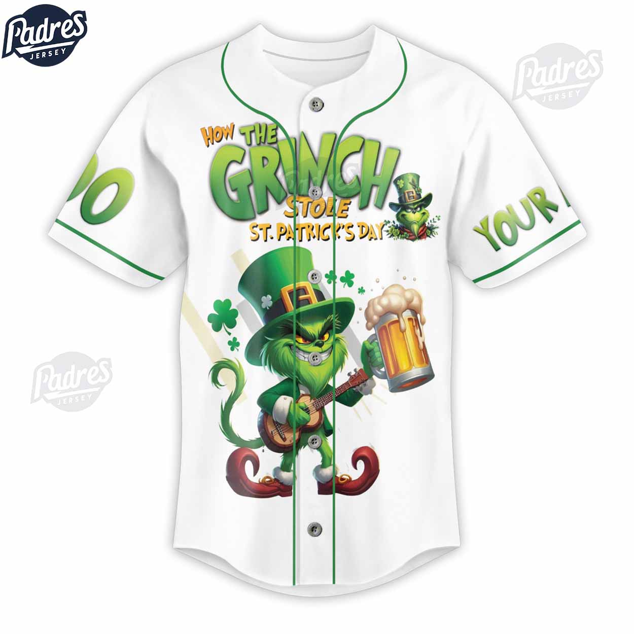How The Grinch Stole St.Patrick's Day Custom Baseball Jersey Shirt - Padres Jersey Oasis: Elevate Your Baseball Style Game