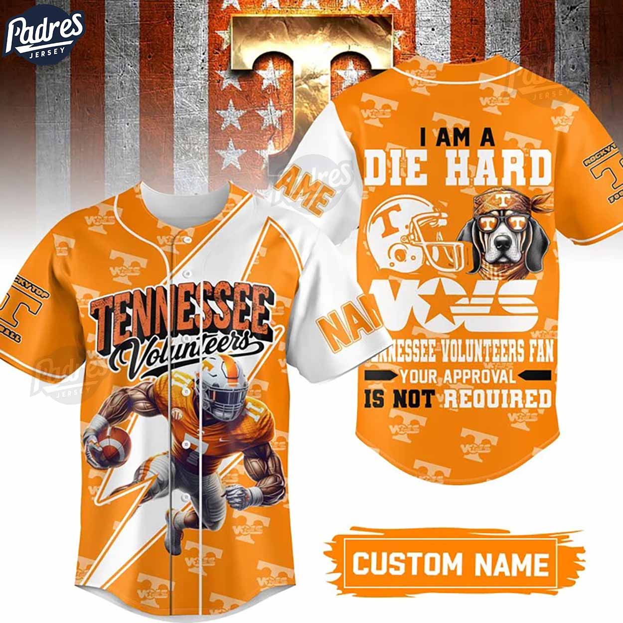 I Am Die Hard Fan Your Approval Is Not Required Tennessee Volunteers Football Baseball Jersey - Padres Jersey Oasis: Elevate Your Baseball Style Game
