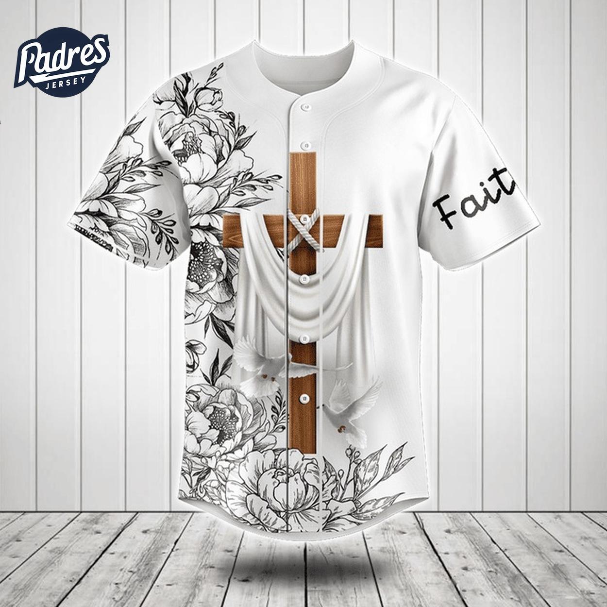 I Love Jesus Flower Black And White Baseball Jersey Style - Padres Jersey Oasis: Elevate Your Baseball Style Game