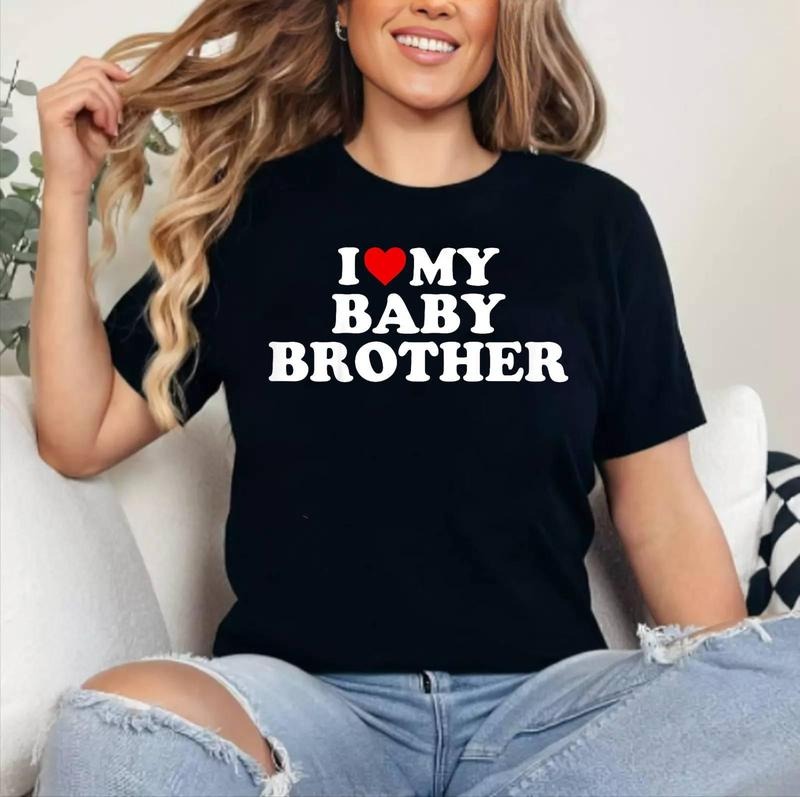 I Love My Brother T-Shirt , Cotton 100%, Crewneck, Short Sleeve, Top Womenswear