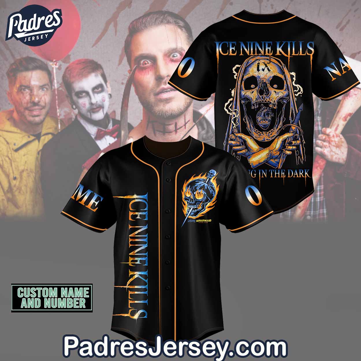 Ice Nine Kills Band Baseball Jersey Outfit - Custom Name - Padres Jersey Oasis: Elevate Your Baseball Style Game