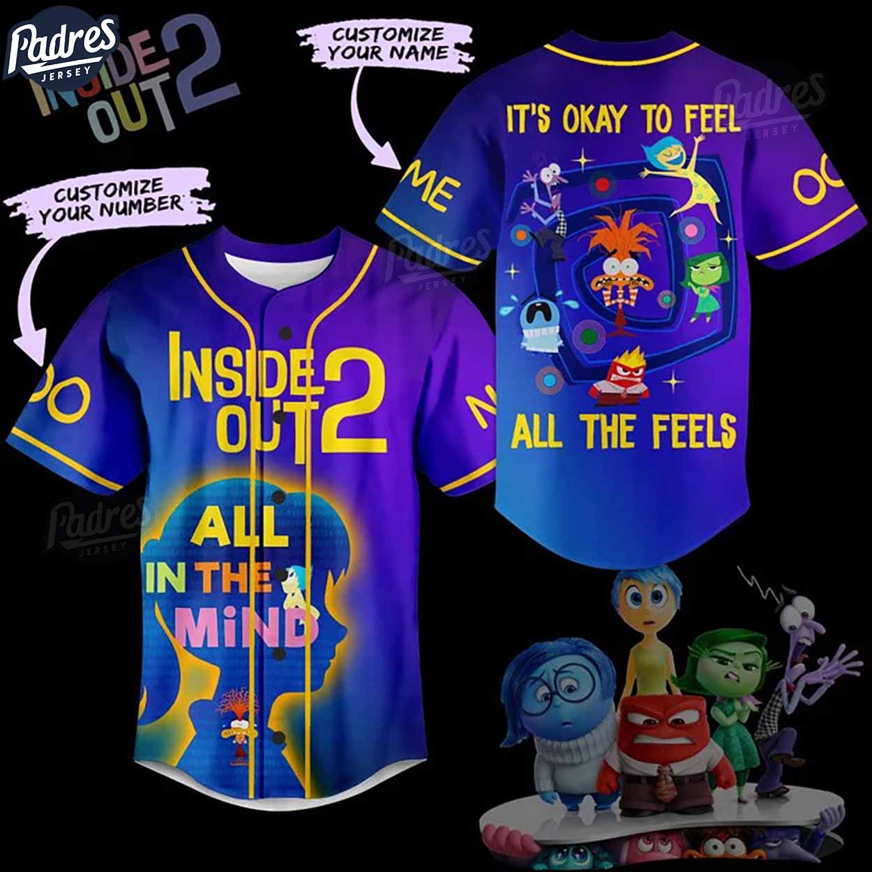 Inside Out 2 All In The Mind Custom Baseball Jersey Style - Padres Jersey Oasis: Elevate Your Baseball Style Game