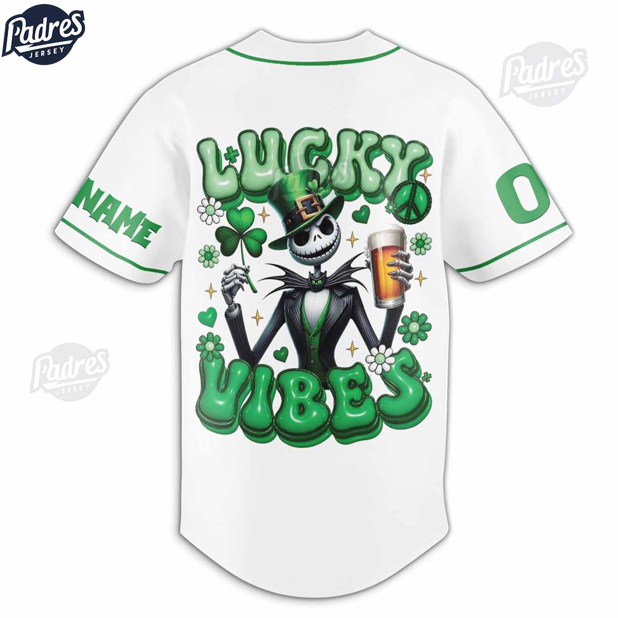 Jack Skellington Happy St.Patrick's Day Baseball Jersey Shirt - Padres Jersey Oasis: Elevate Your Baseball Style Game