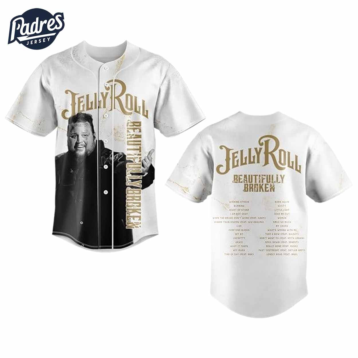 Jelly Roll Beautifully Broken Baseball Jersey - Music Style - Padres Jersey Oasis: Elevate Your Baseball Style Game