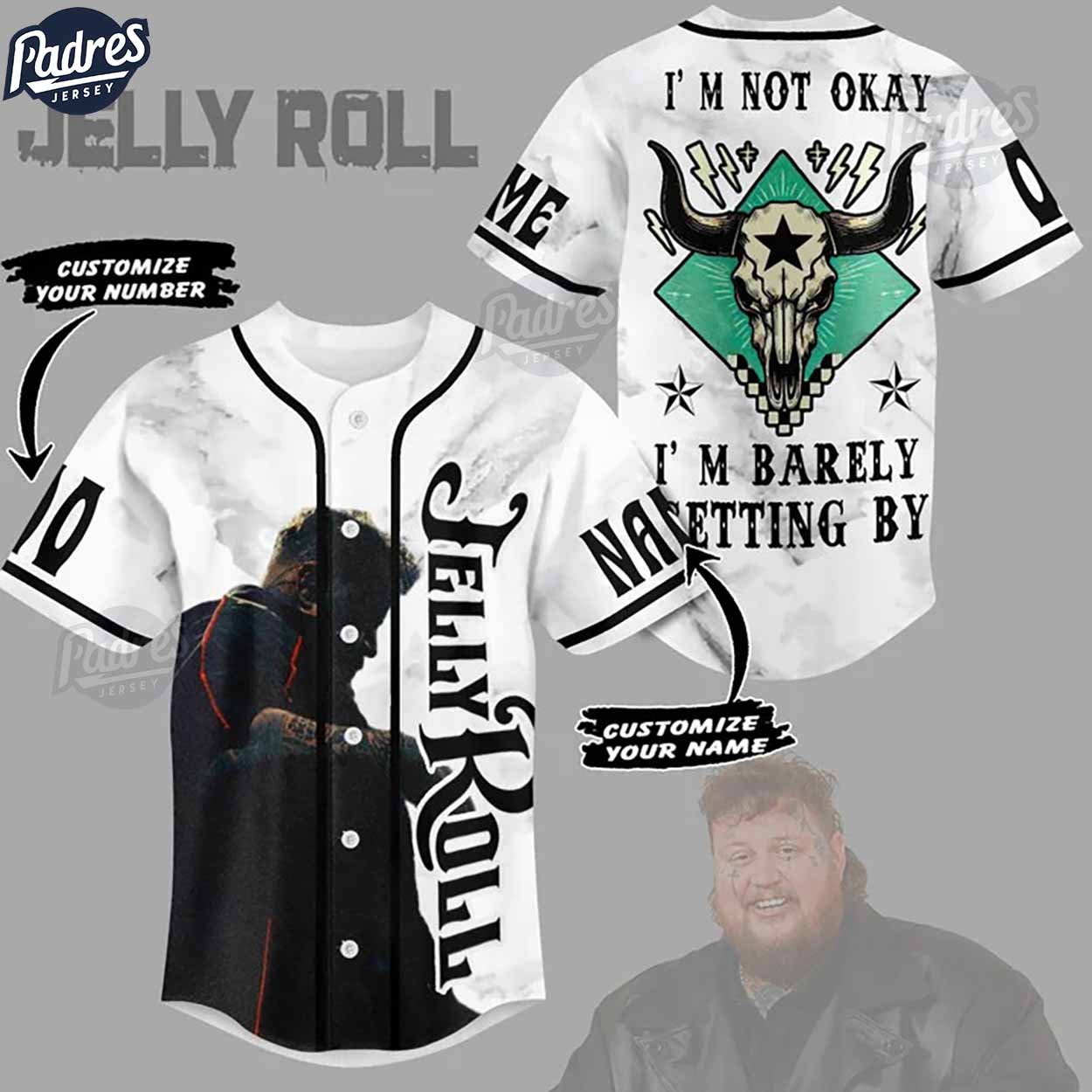 Jelly Roll Country Singer Custom Baseball Jersey - Padres Jersey Oasis: Elevate Your Baseball Style Game