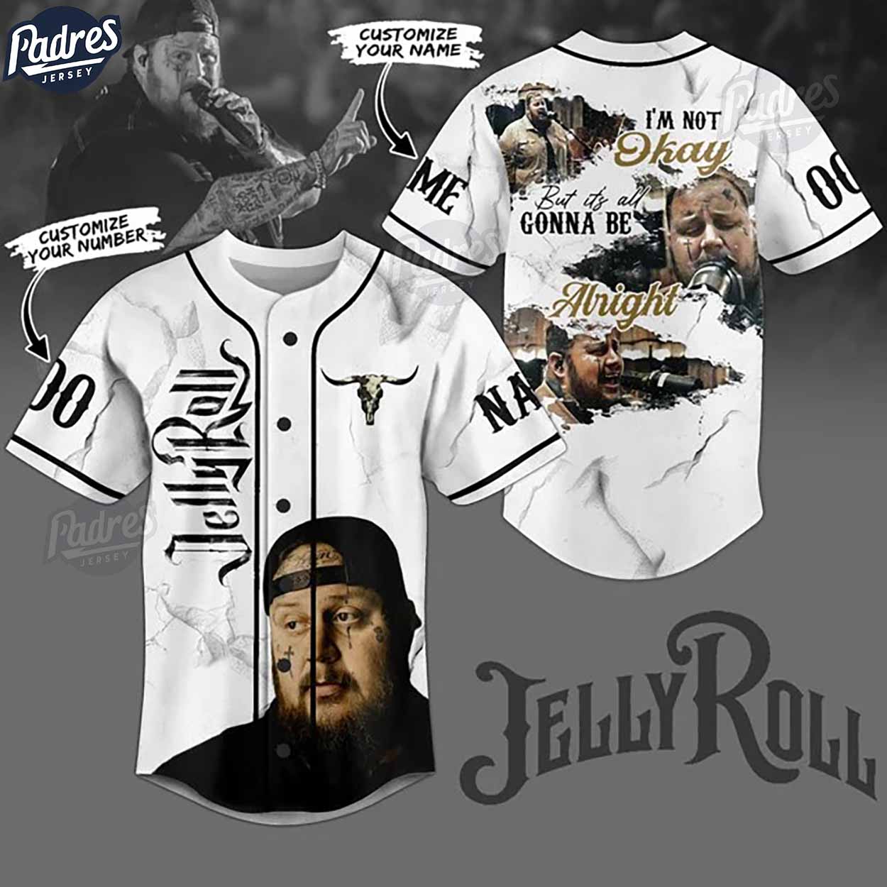 Jelly Roll Custom White Baseball Jersey Fans - Padres Jersey Oasis: Elevate Your Baseball Style Game