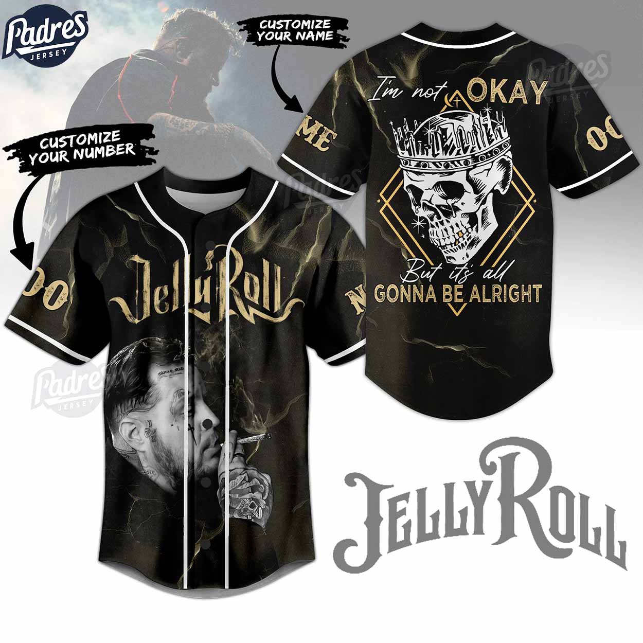 Jelly Roll I Am Not Okay Custom Baseball Jersey Shirt - Padres Jersey Oasis: Elevate Your Baseball Style Game