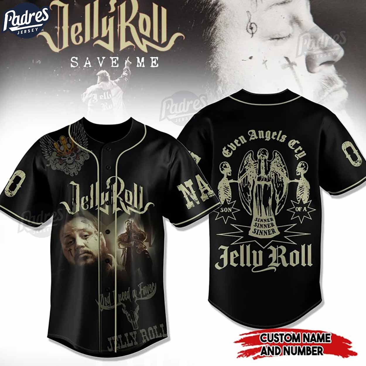 Jelly Roll Save Me Custom Baseball Jersey For You - Padres Jersey Oasis: Elevate Your Baseball Style Game